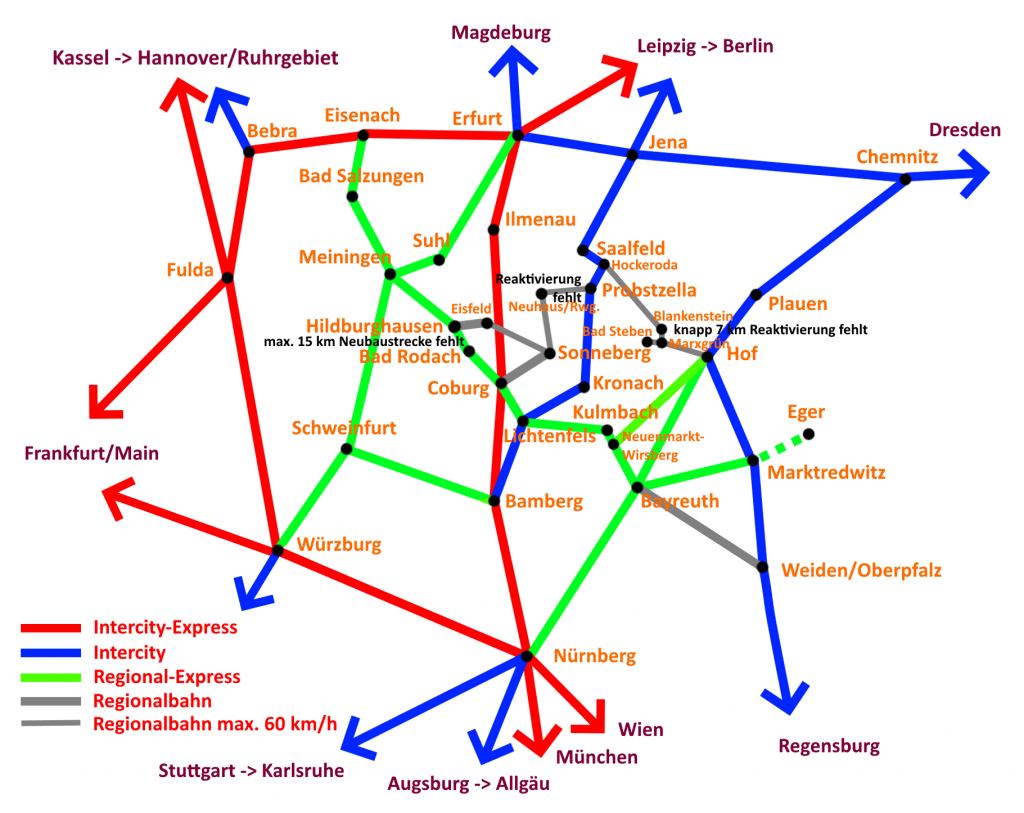 Meine Vision für den Schienenverkehrsnetz Thüringen/Bayern